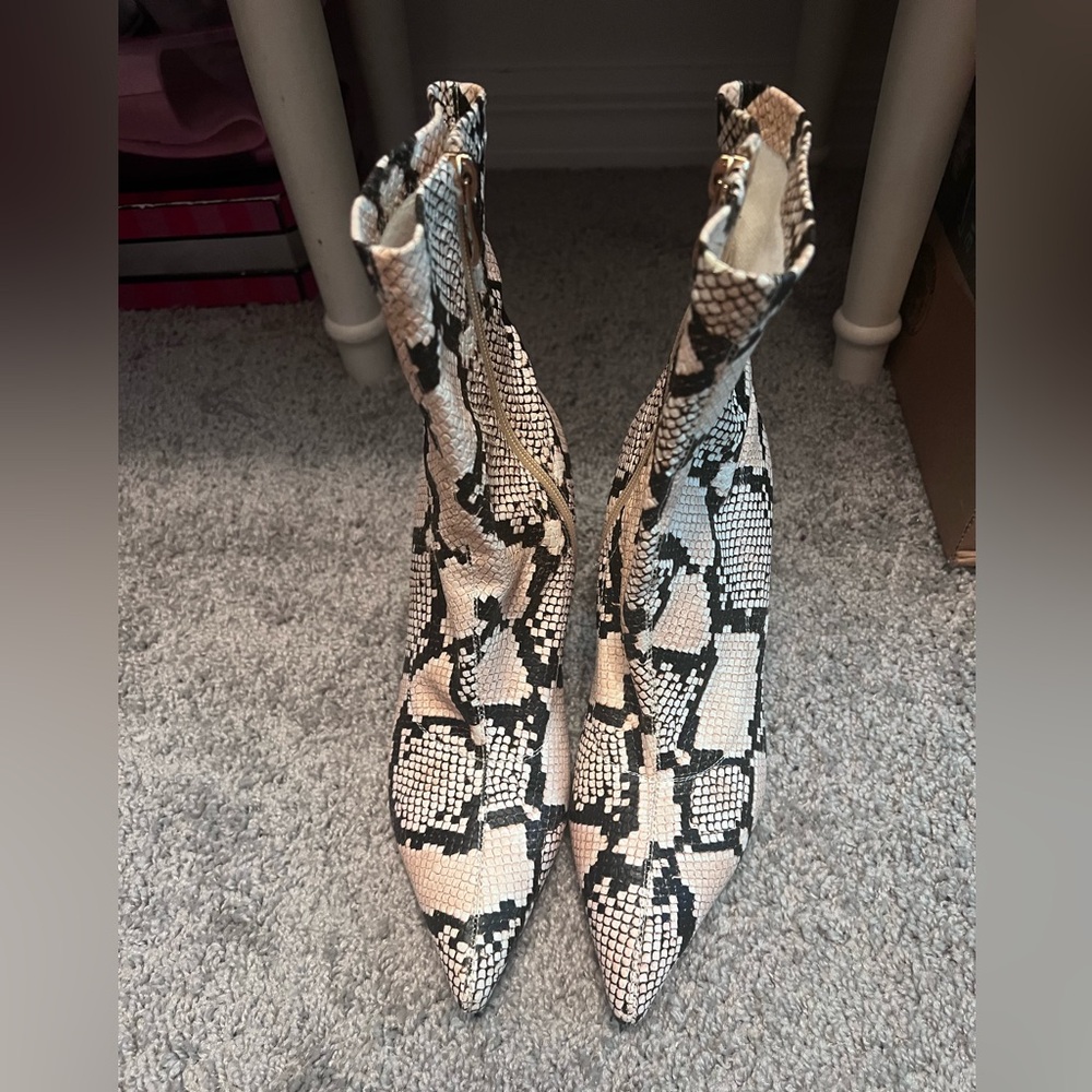 Snake skin booties.
